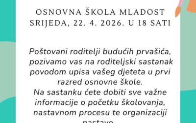 Sastanak za roditelje budućih prvašića