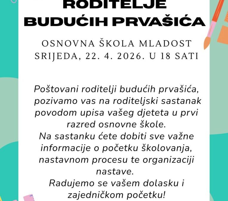 Sastanak za roditelje budućih prvašića